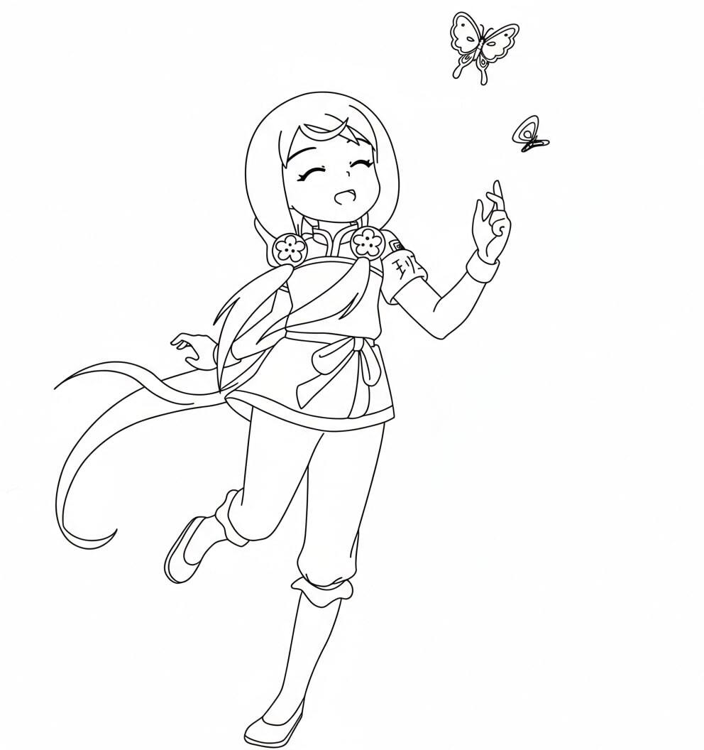 Princess Ori reaching out to fluttering butterflies