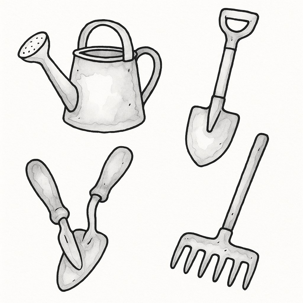 Watercolor Farming Tools