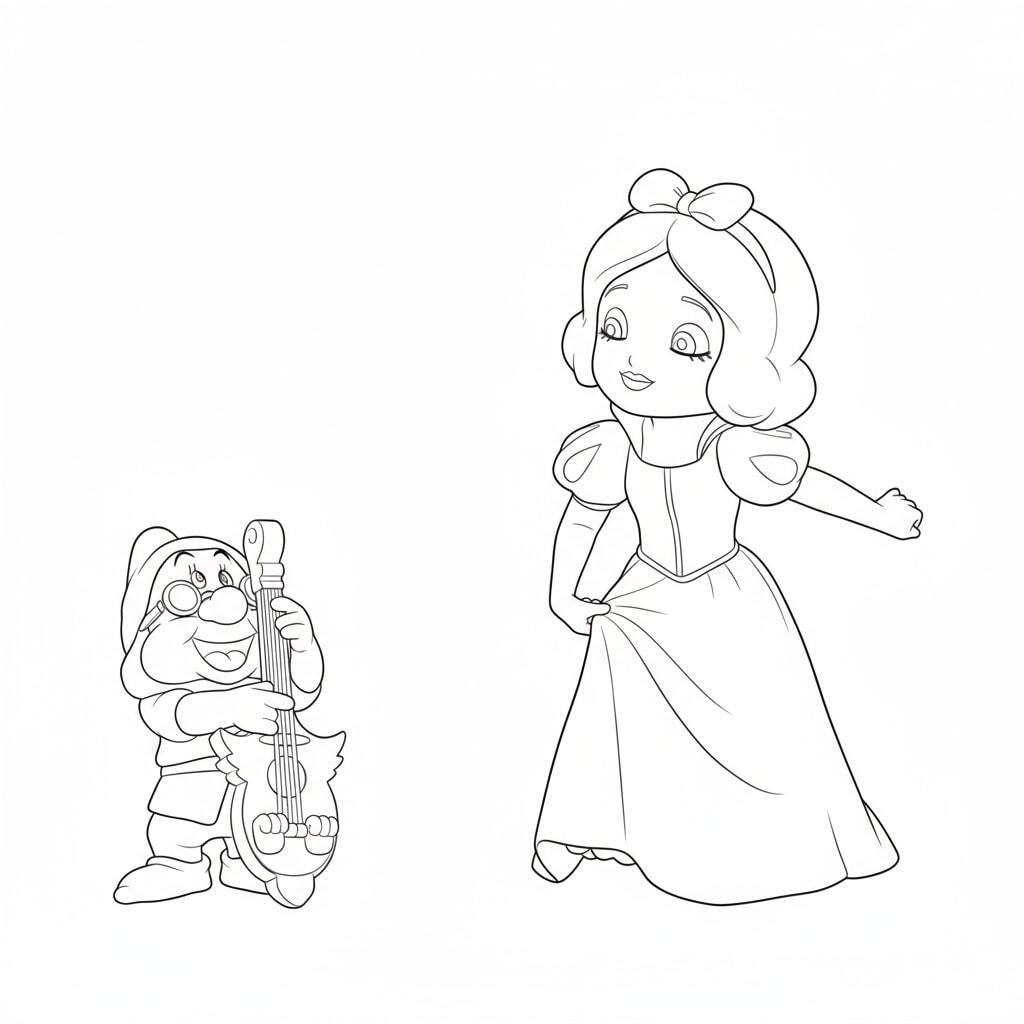 Snow White and the Dwarf in a Purple Hat