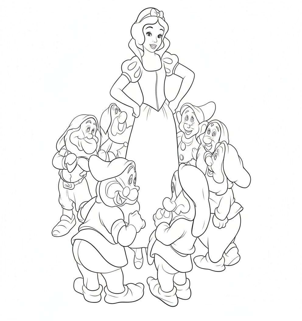 Snow White and the Dwarfs Singing Happily