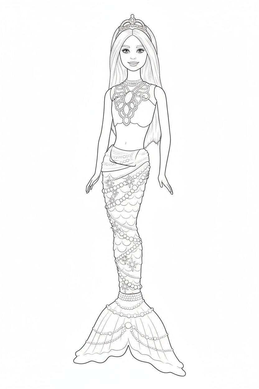Mermaid Barbie Standing on the Coral Reef