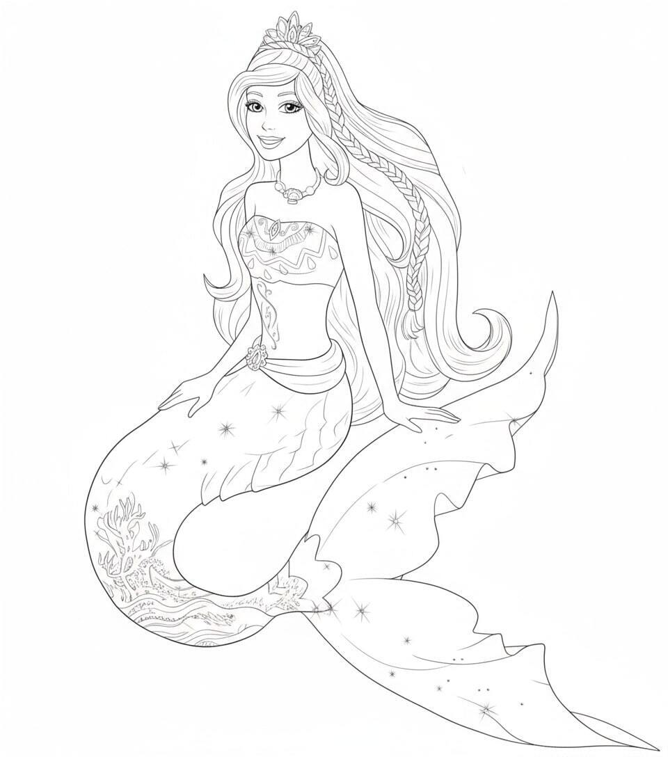 Mermaid Barbie Sitting on a Rock in the Open Sea