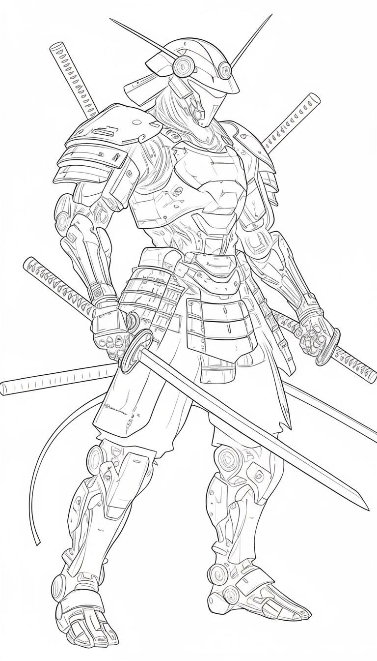 Samurai warrior wielding a large spear