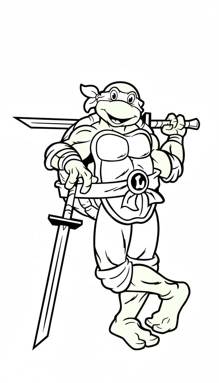 Teenage Mutant Ninja Turtle with his signature nunchaku