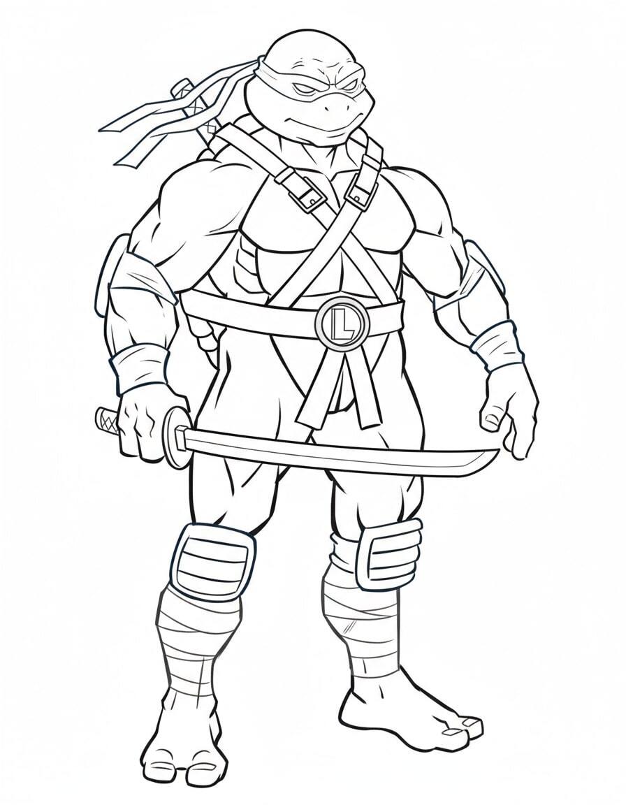 The Teenage Mutant Ninja Turtle Holding Twin Sai in a Battle Stance
