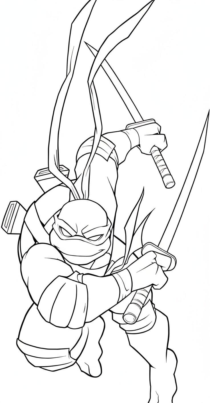 The Ninja Turtle Spins and Delivers a Powerful Slash