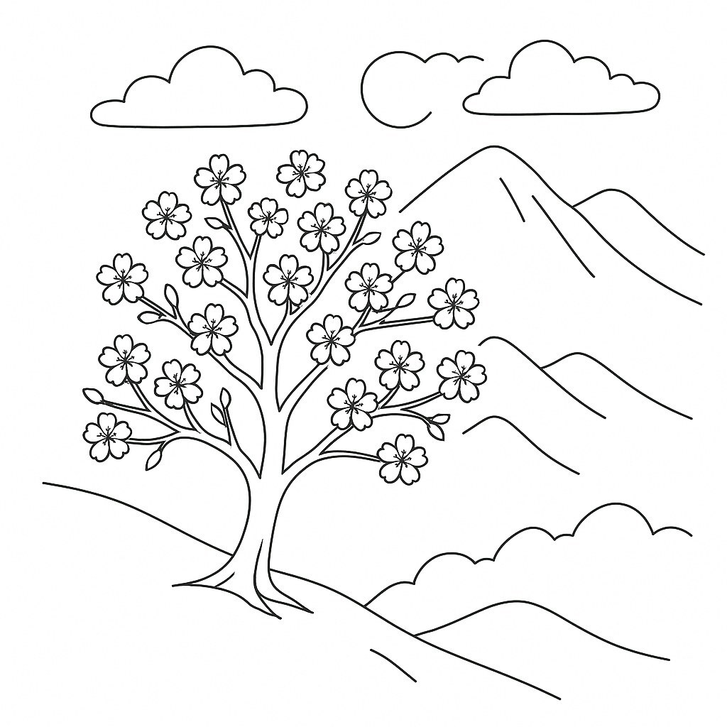 Apricot Blossom Tree on the Hills