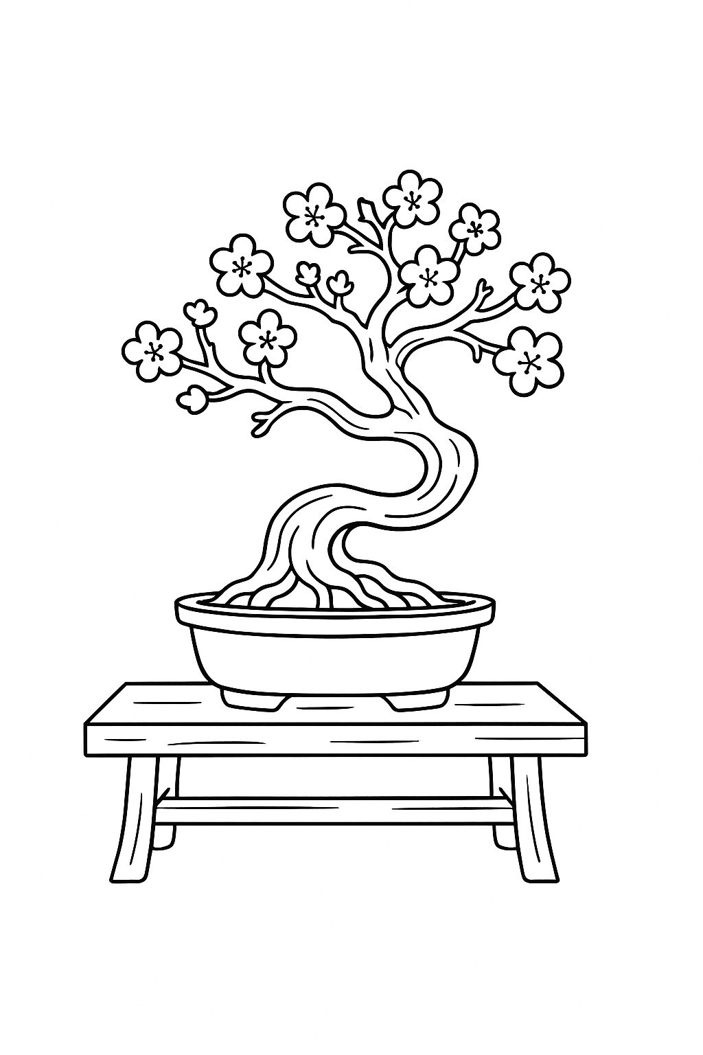 Artistic Bonsai Apricot Blossom Tree