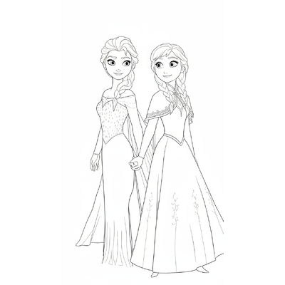 Adorable Elsa and Anna Princess Coloring Pages for Girls