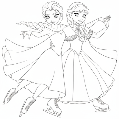 Adorable Elsa and Anna Princess Coloring Pages for Girls