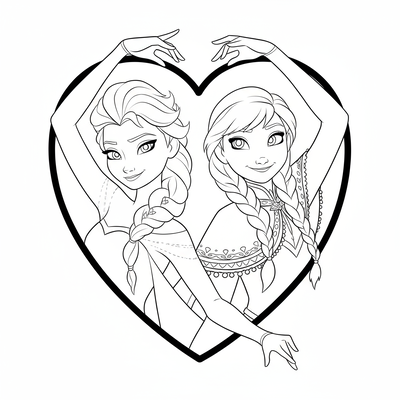 Adorable Elsa and Anna Princess Coloring Pages for Girls