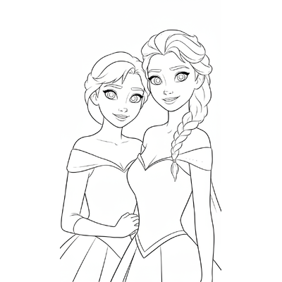 Adorable Elsa and Anna Princess Coloring Pages for Girls