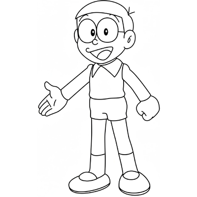 Adorable Nobita Coloring Pages 2026 for Kids to Practice Coloring