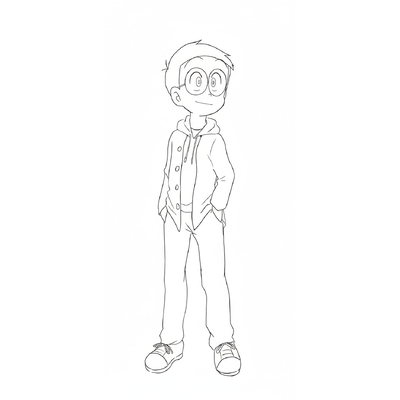 Adorable Nobita Coloring Pages 2026 for Kids to Practice Coloring
