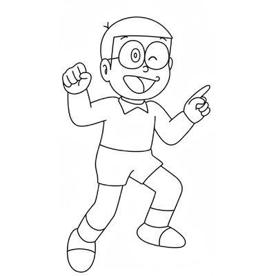 Adorable Nobita Coloring Pages 2026 for Kids to Practice Coloring
