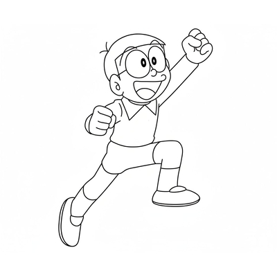 Adorable Nobita Coloring Pages 2026 for Kids to Practice Coloring