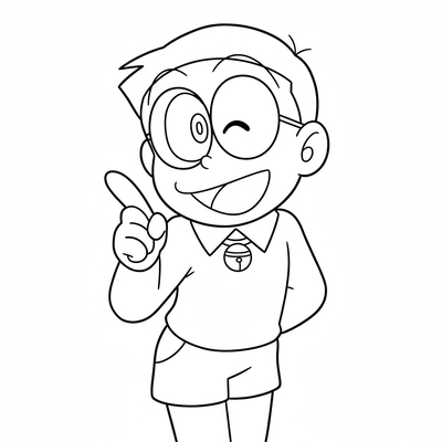 Adorable Nobita Coloring Pages 2026 for Kids to Practice Coloring