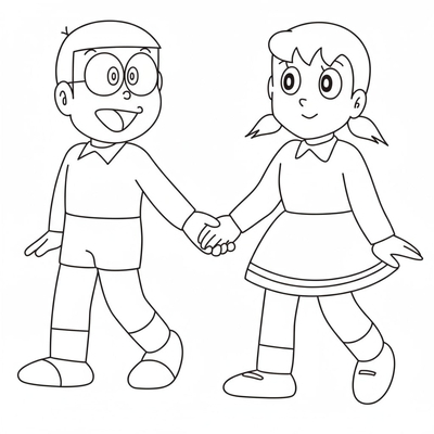 Adorable Nobita Coloring Pages 2026 for Kids to Practice Coloring