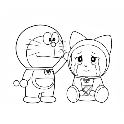 Doraemon and Dorami Coloring Pages – Adorable Robot Cat Siblings for Kids