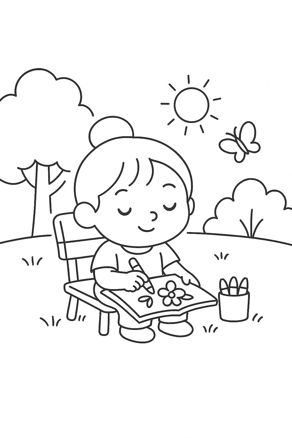 Bé Bún Coloring Outdoors