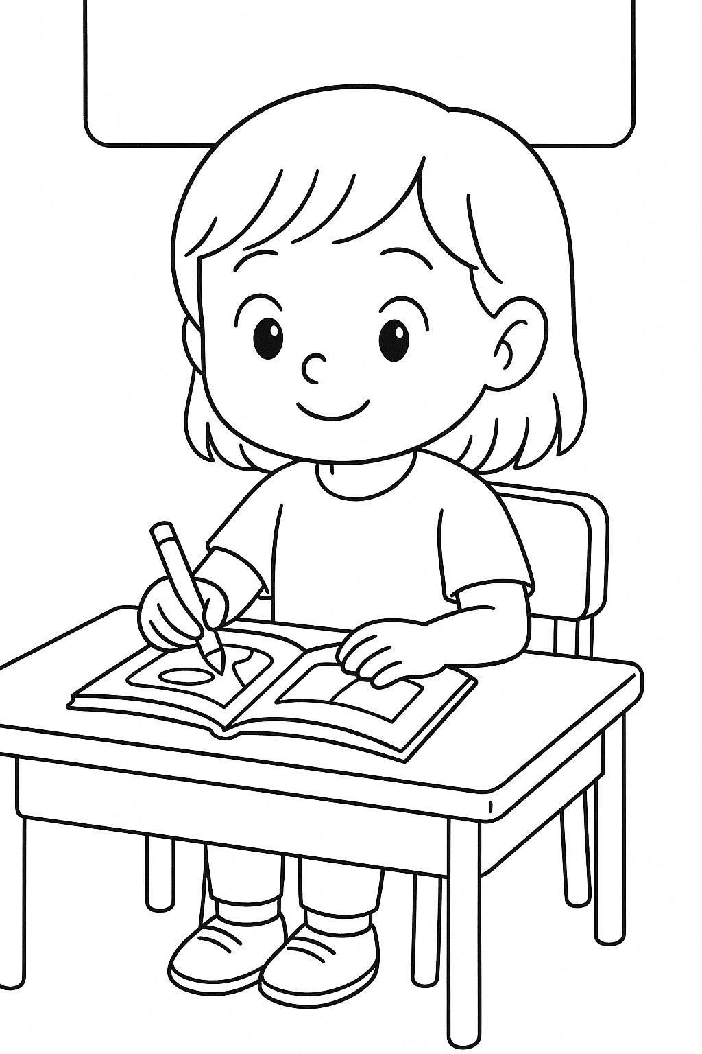 Bé Bún Learning to Color in the Classroom