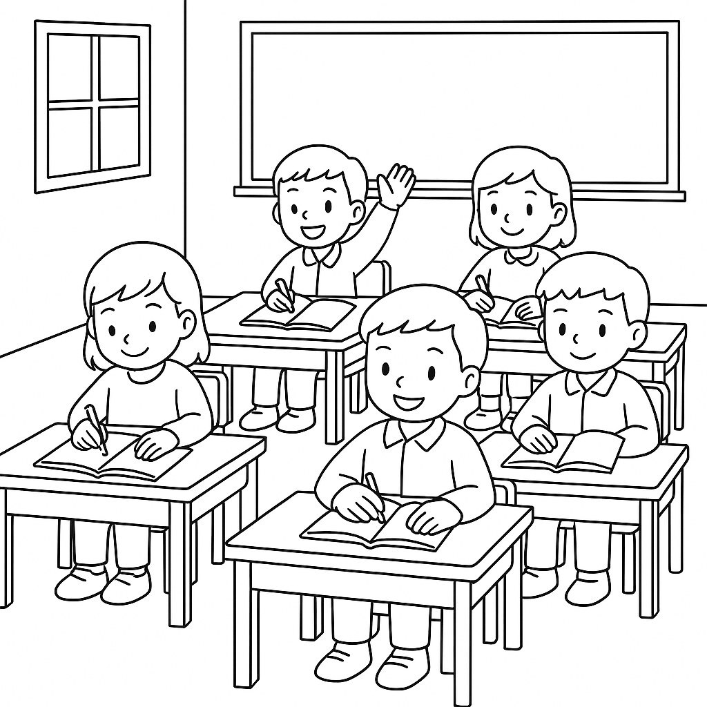 Students Coloring in the Classroom