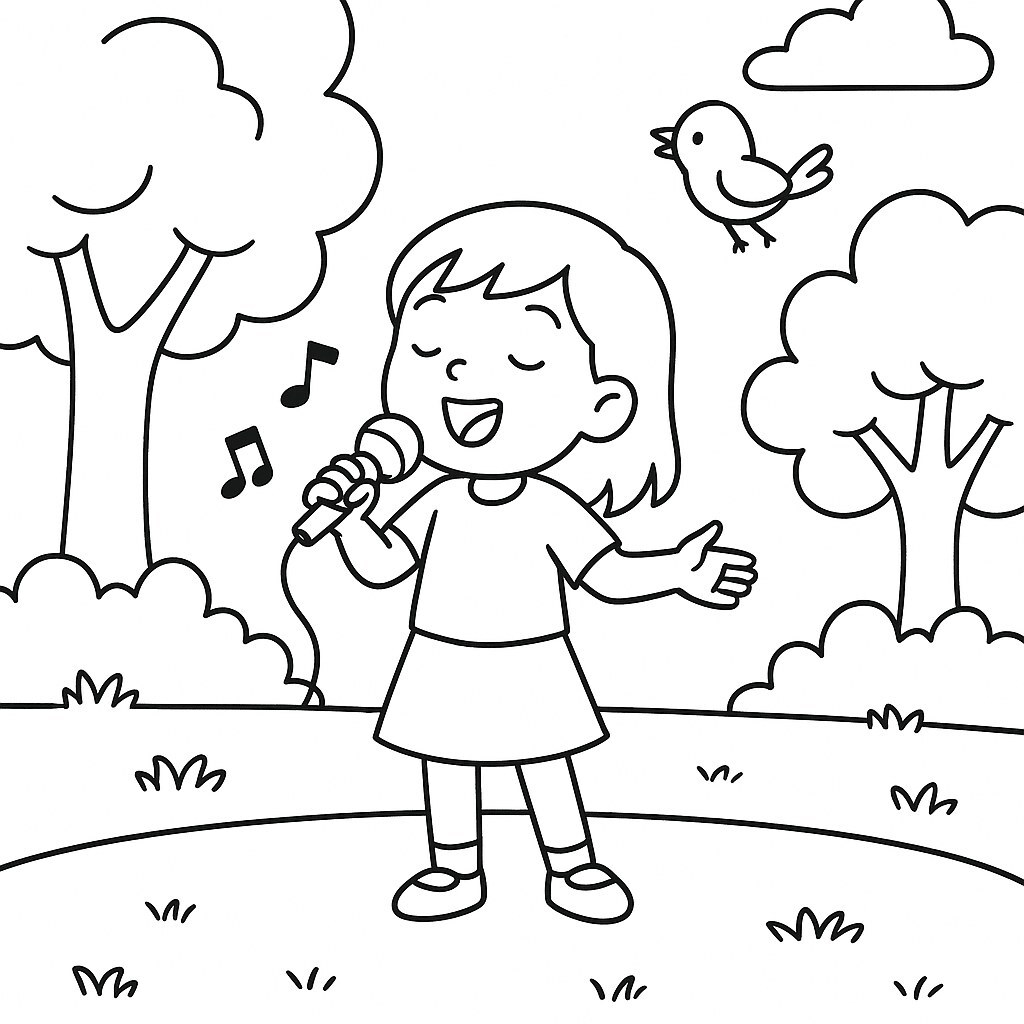 Child Singing Outdoors