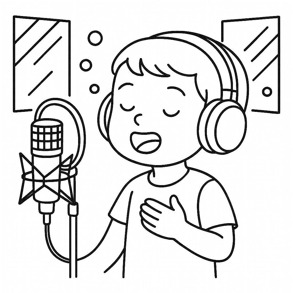 Child Singing in the Studio