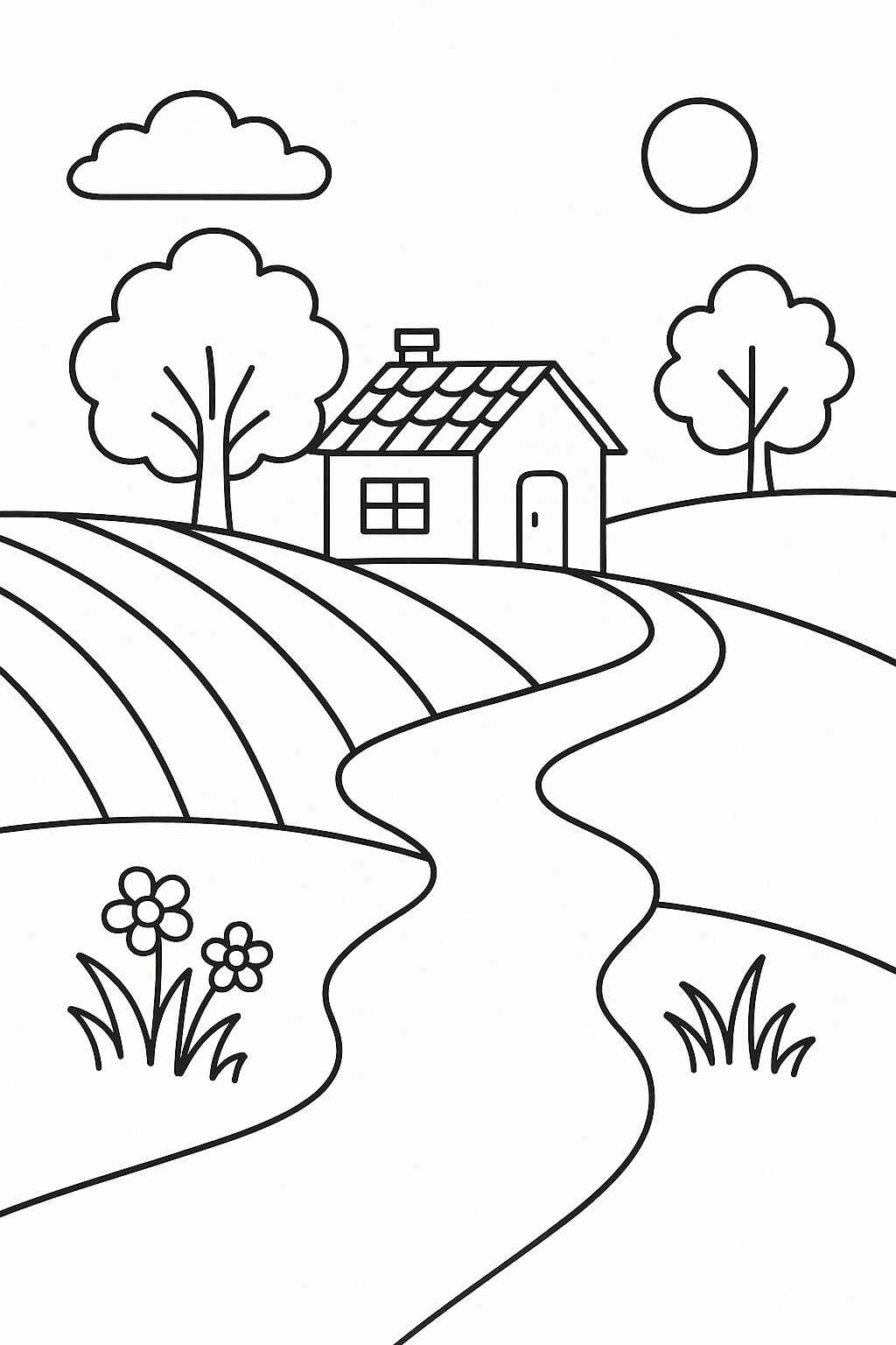 Countryside Landscape Coloring Pages