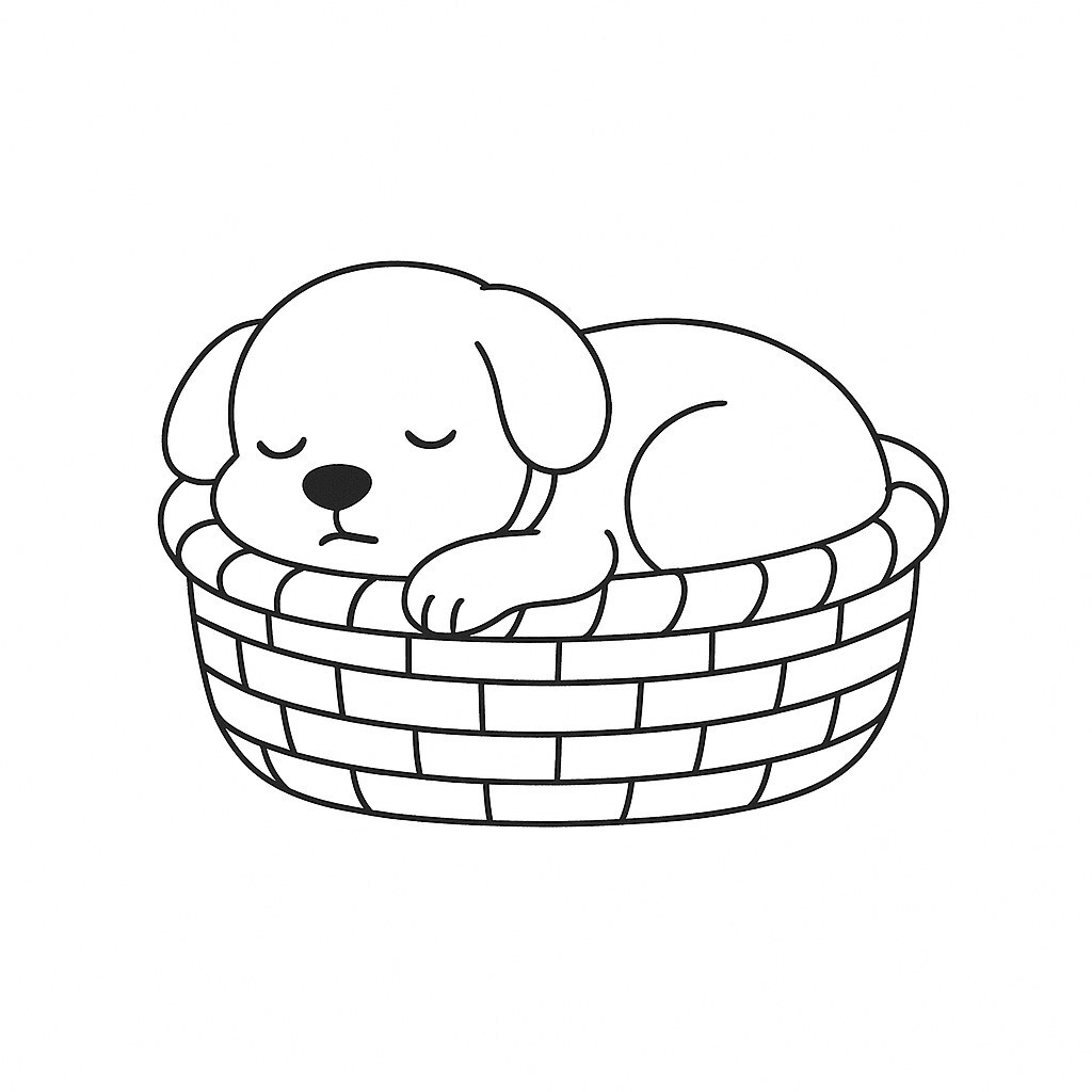 Puppy in a Basket