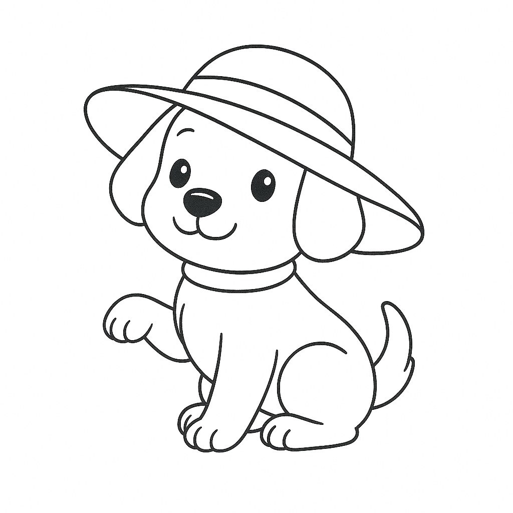 Puppy Wearing a Sun Hat