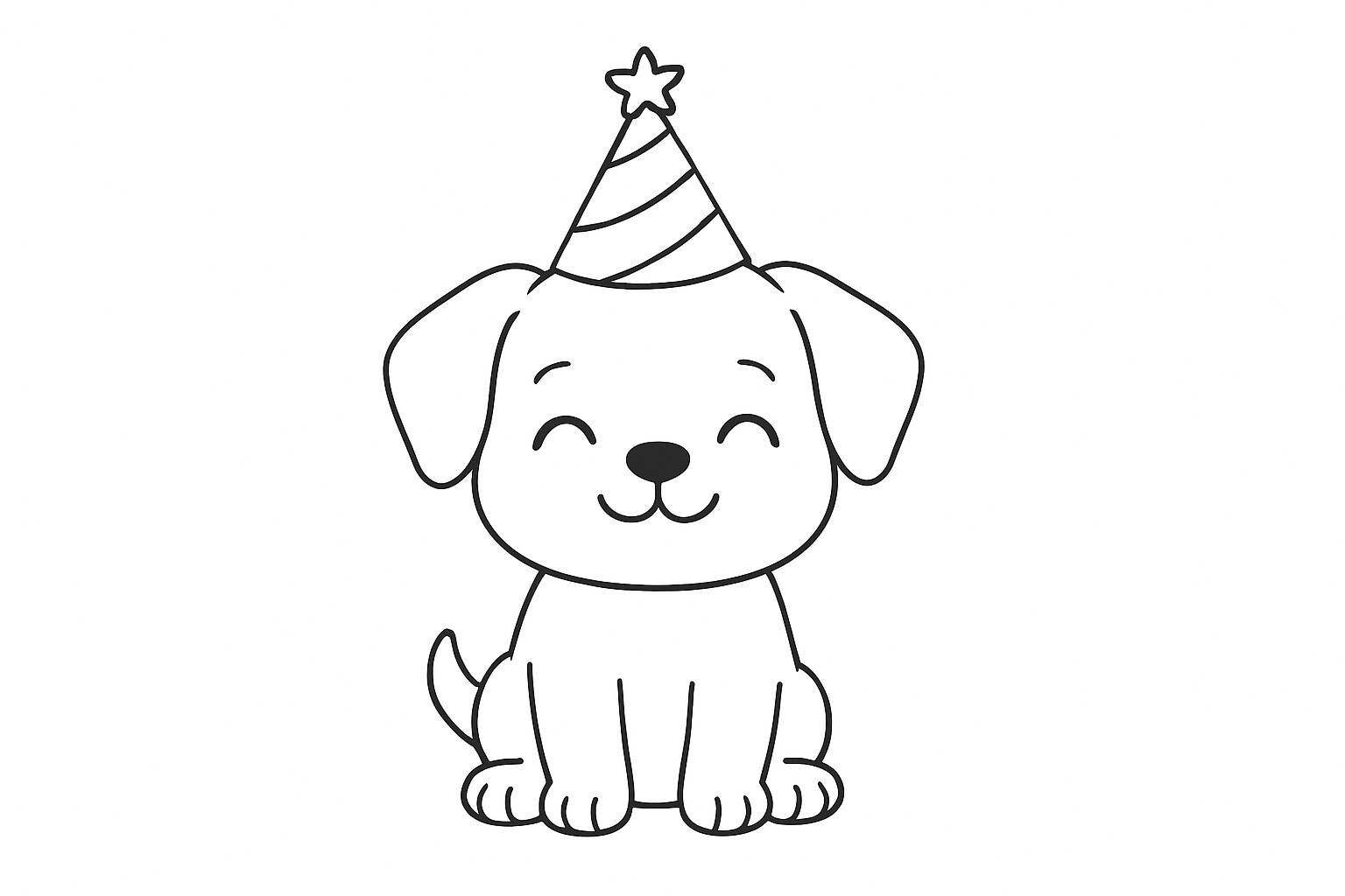 Puppy Wearing a Birthday Hat