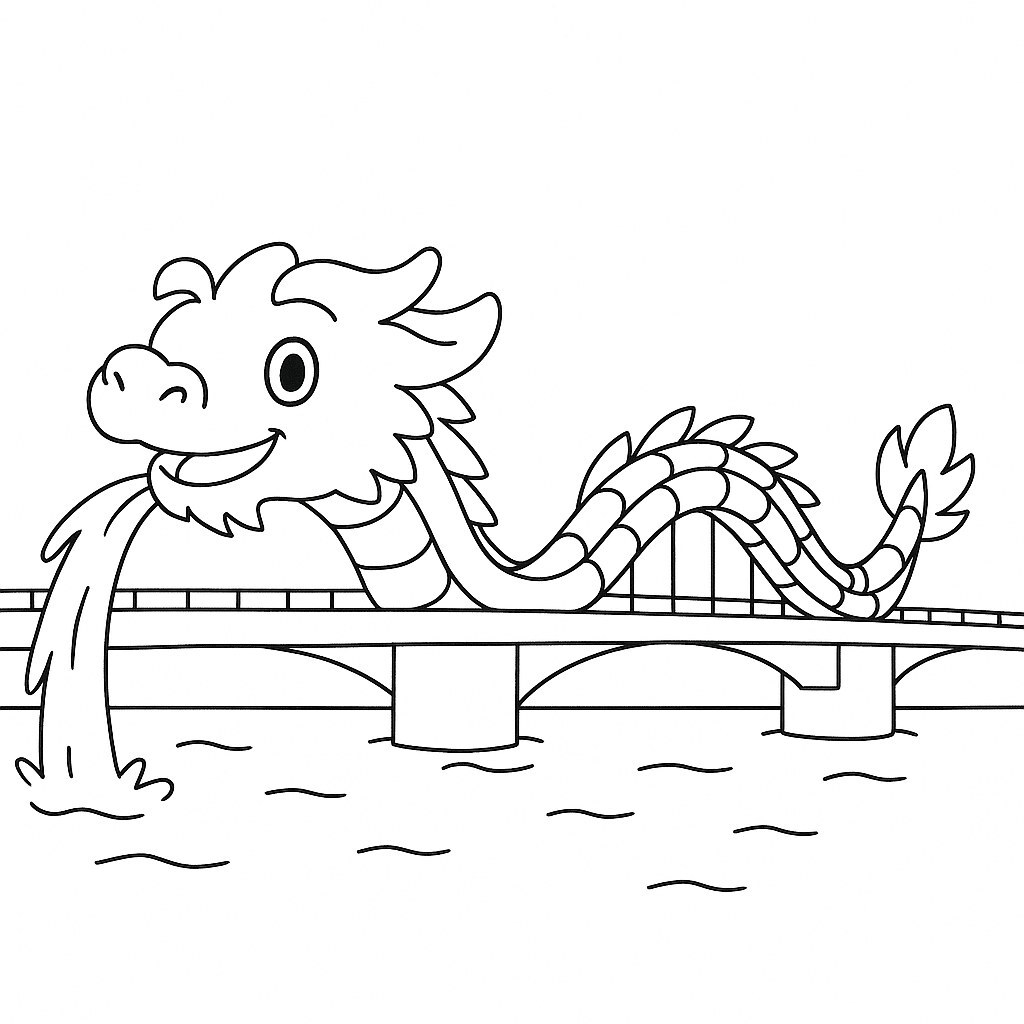 Cartoon-Style Dragon Bridge
