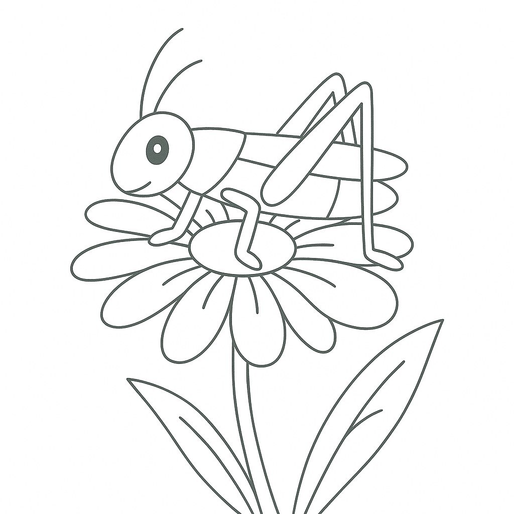 Grasshopper and Wild Daisies
