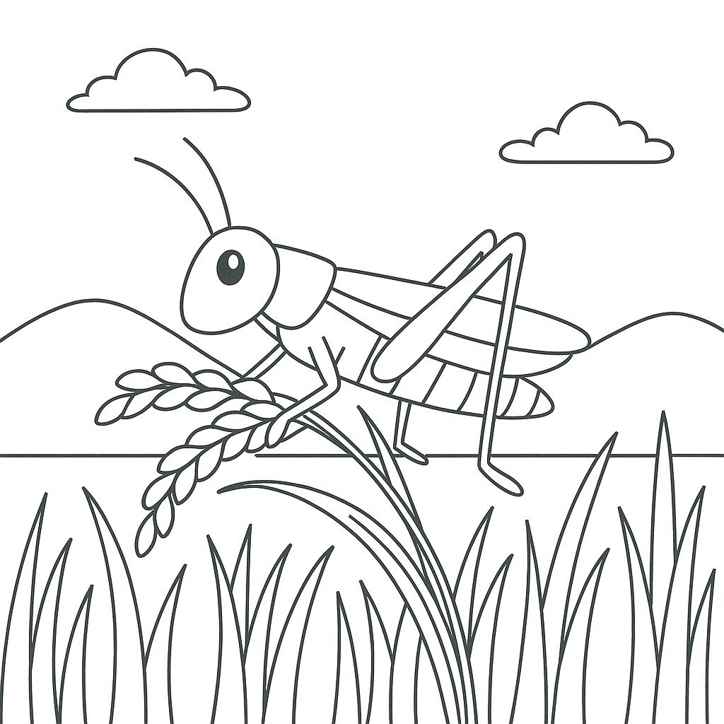 Grasshopper in the Rice Field