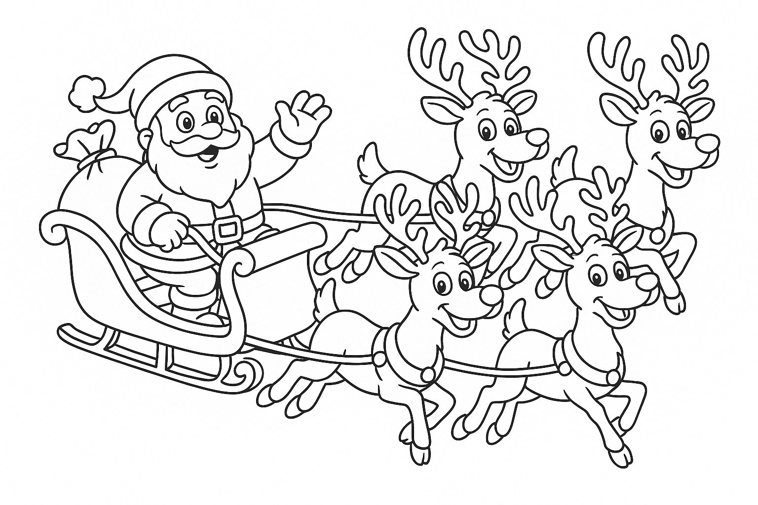 Santa Claus and His Playful Reindeer