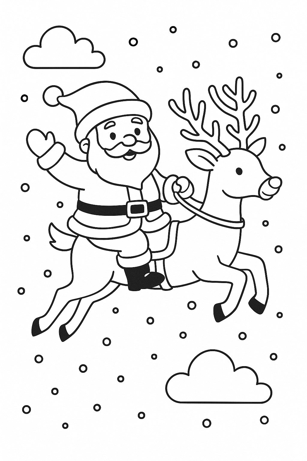 Classic Santa Claus Riding a Reindeer