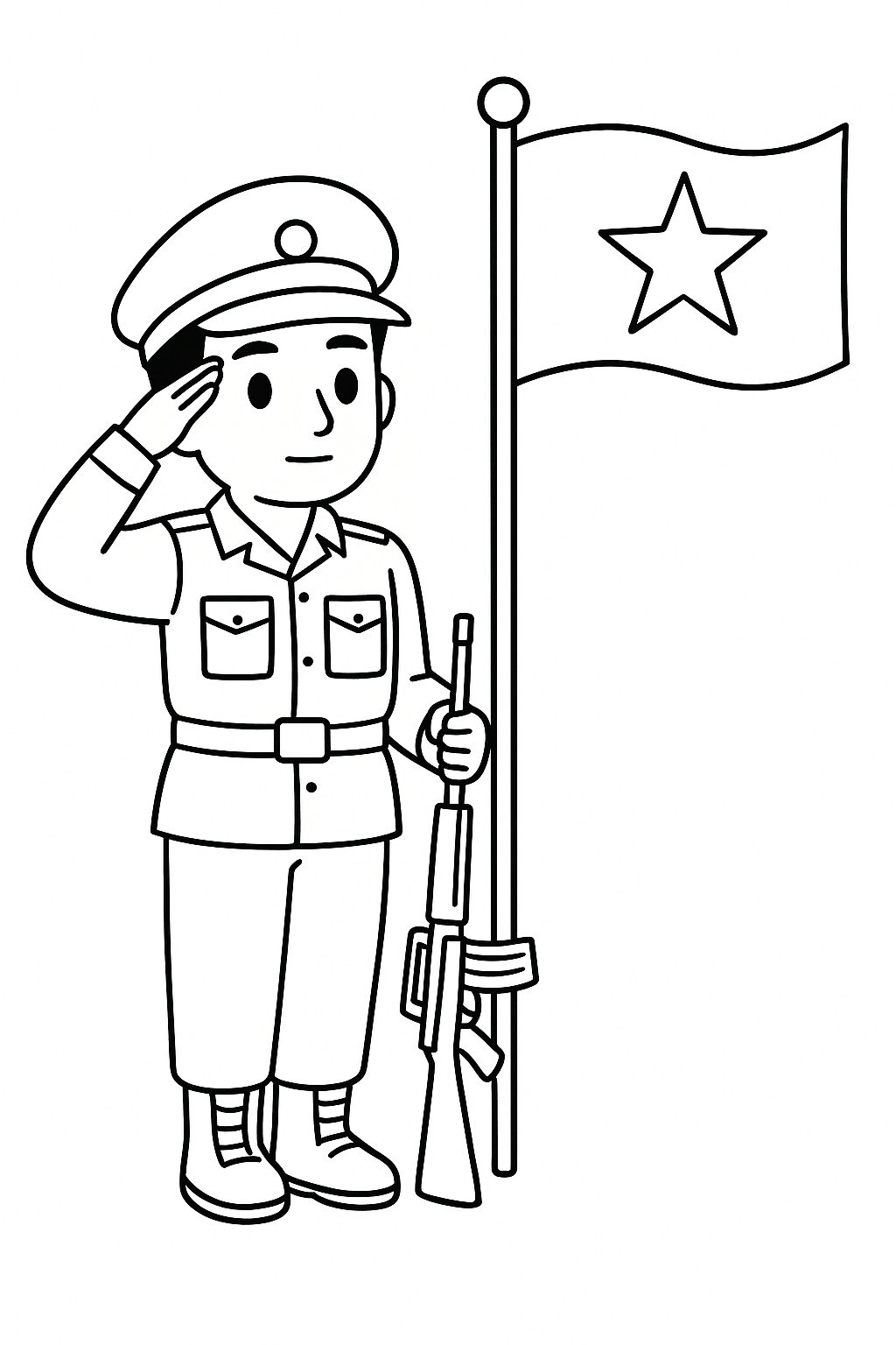 Soldier Saluting the Flag