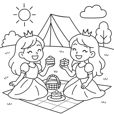 Adorable Twin Princess Coloring Pages for Kids 2026