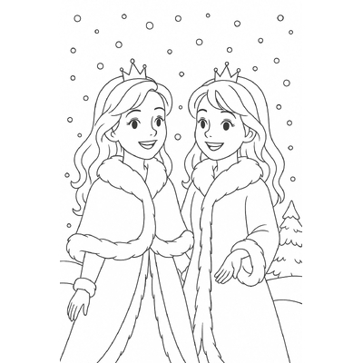 Adorable Twin Princess Coloring Pages for Kids 2026