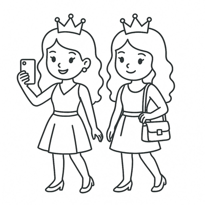 Adorable Twin Princess Coloring Pages for Kids 2026