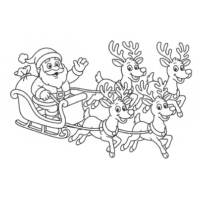 Santa Claus Riding a Reindeer Coloring Pages for Kids 2026