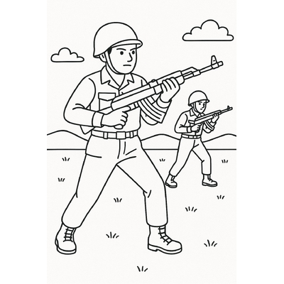 Soldier With a Rifle Coloring Pages for Kids 2026
