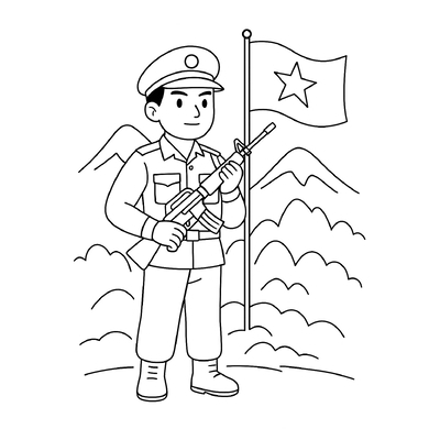 Soldier With a Rifle Coloring Pages for Kids 2026