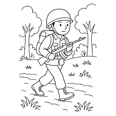 Soldier With a Rifle Coloring Pages for Kids 2026