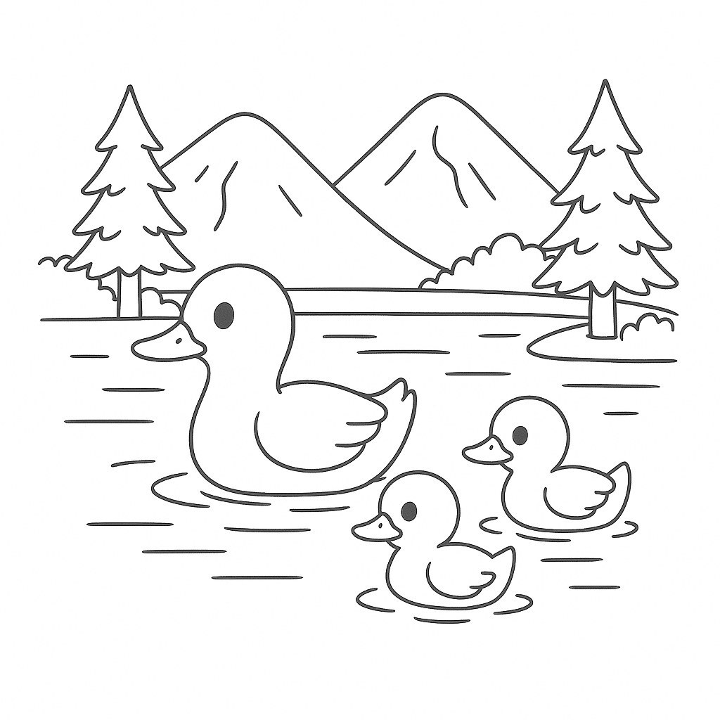 Baby Ducks on the Scenic Lake