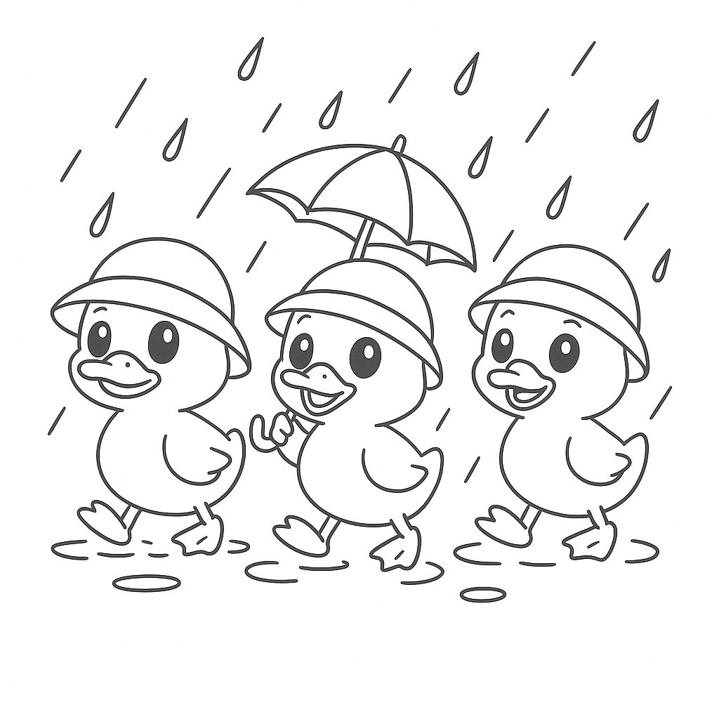 Ducklings in the Rain