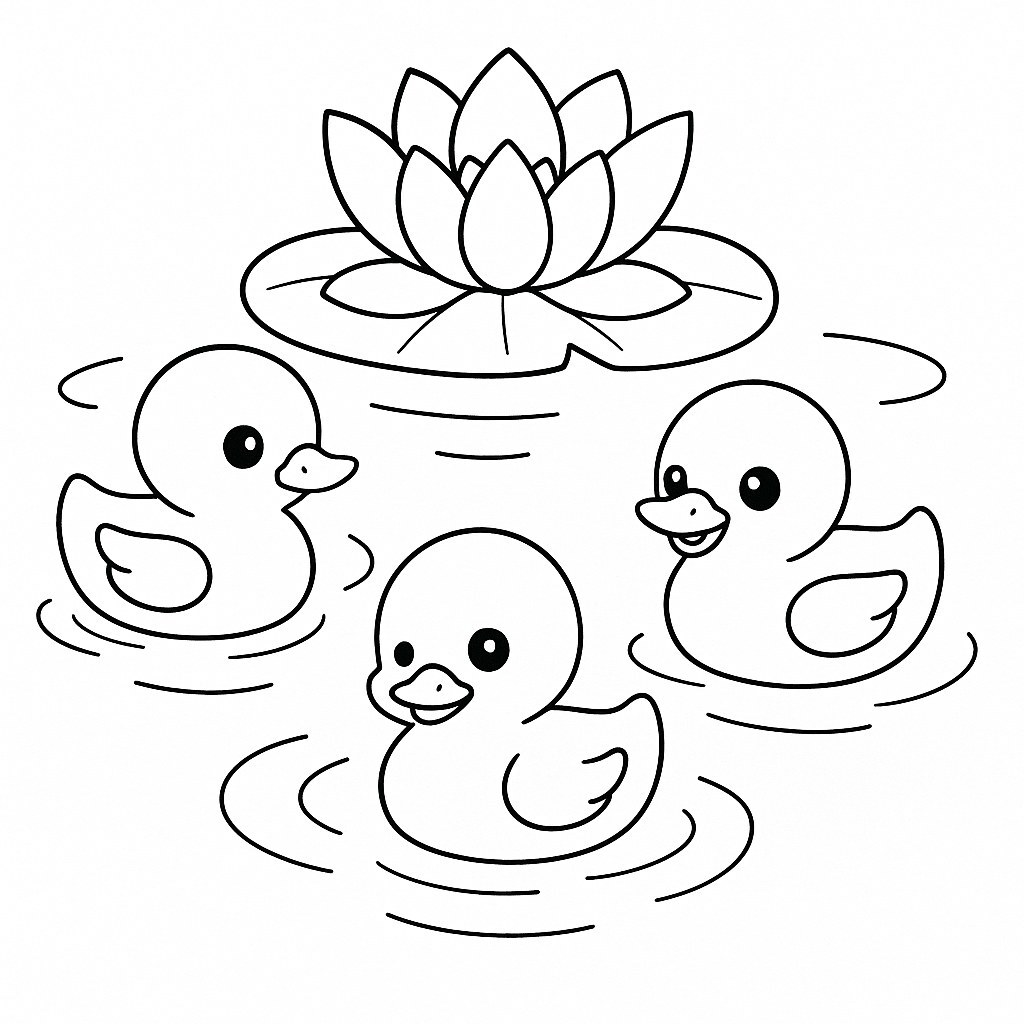 Ducklings in the Lotus Pond