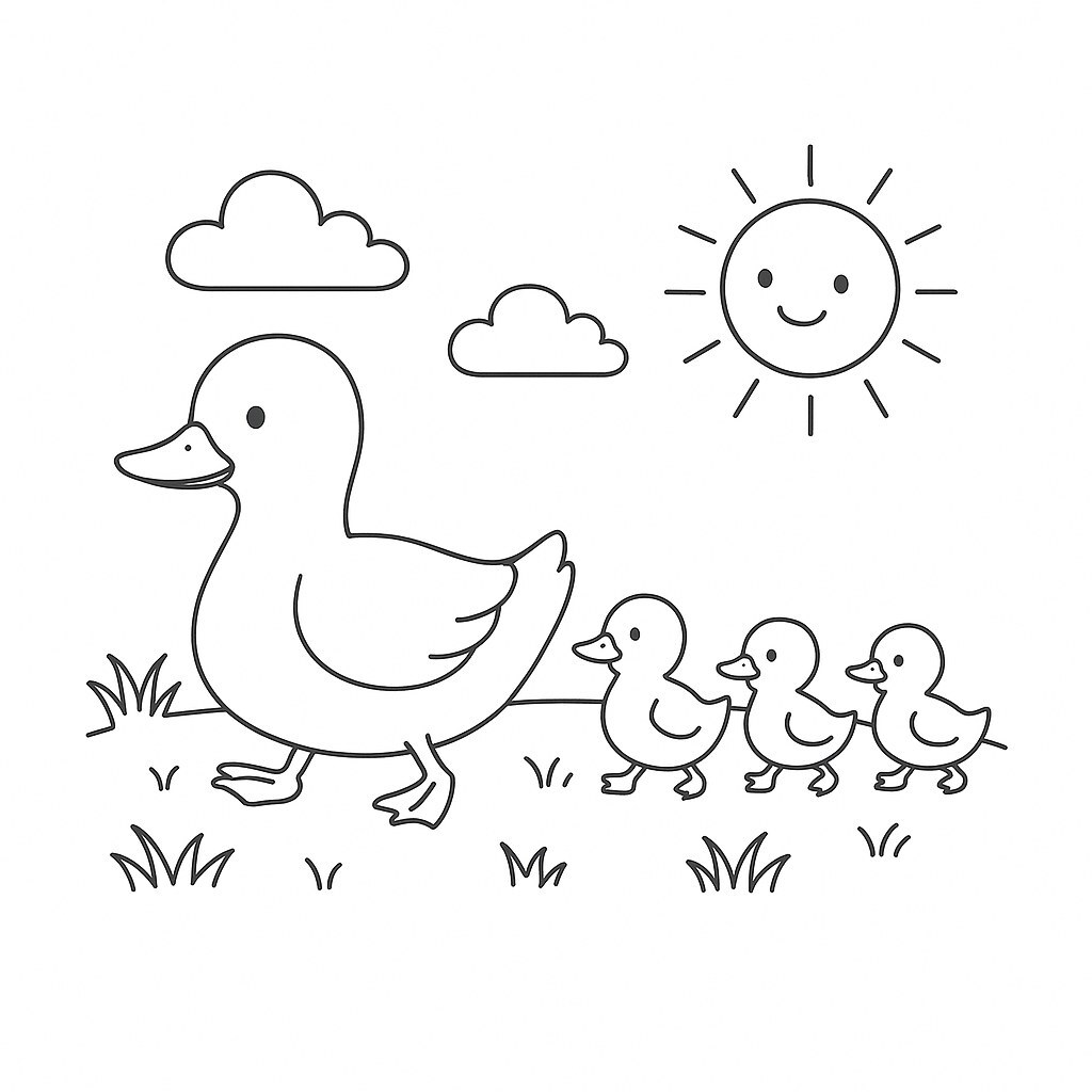 Duck Family in the Sunshine