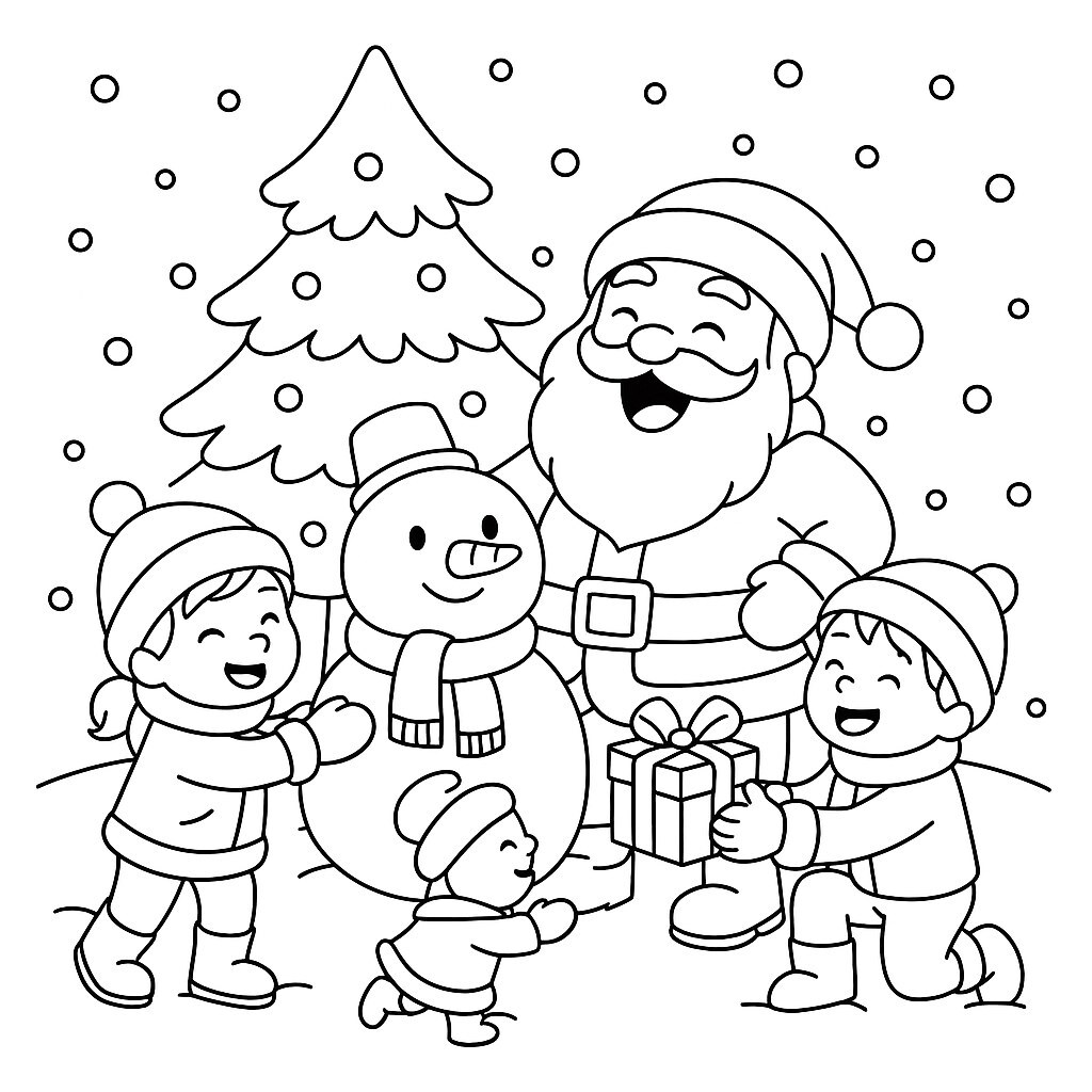 Jolly Santa Claus with Children